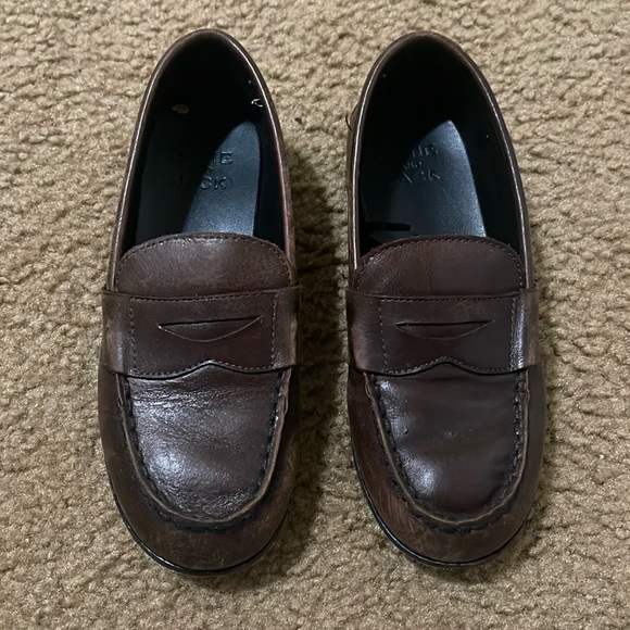 Janie & Jack Brown Leather Loafers Boy’s Size 10 - Picture 1 of 6